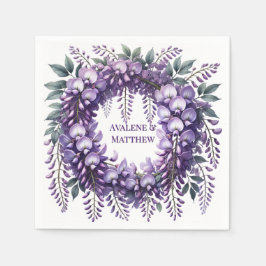 Lila Wisteria Wandan Bröllop Pappersservett