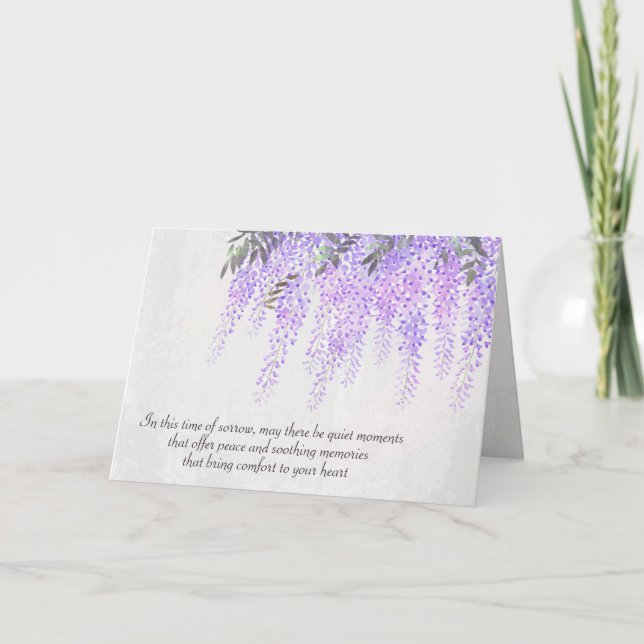 Lila Wisteria Watercolor Sympathy Kort (Framsida)