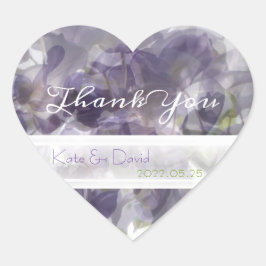 ©Lila Wisteria Whisper/Wedding Favor Tack Hjärtformat Klistermärke