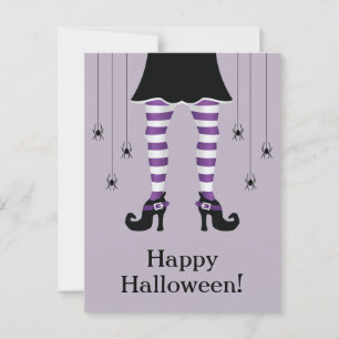 Lila Witch Ben och Spiders Happy halloween Vykort