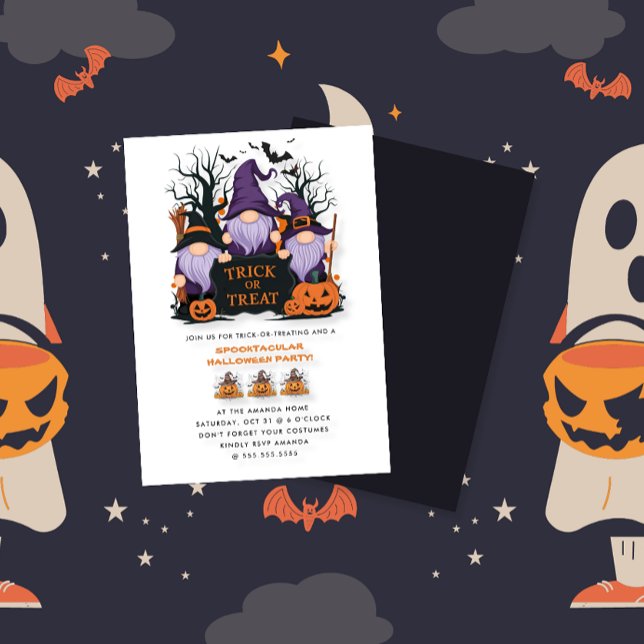 Lila Witch Bus eller godis Halloween fest Inbjudningar (Skapare uppladdad)