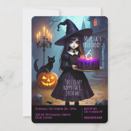 Lila Witch, Creepy Cute Spooky Birthday Inbjudningar