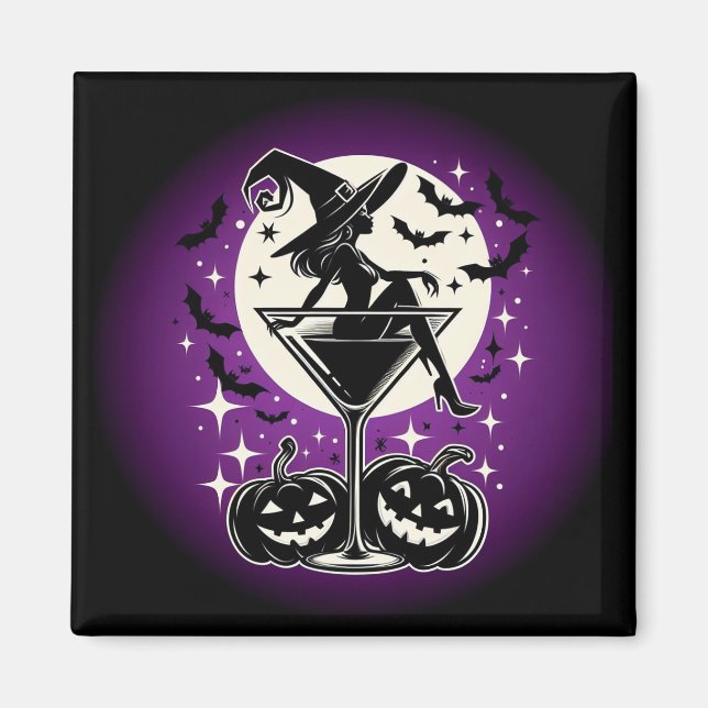Lila Witch Martini Magnet (Framsidan)