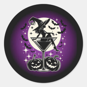 Lila Witch Martini Runt Klistermärke