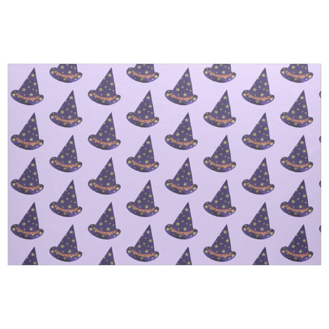 Lila Wizard Hat Gult Stars Halloween Fabric Tyg (Fat Quarter)