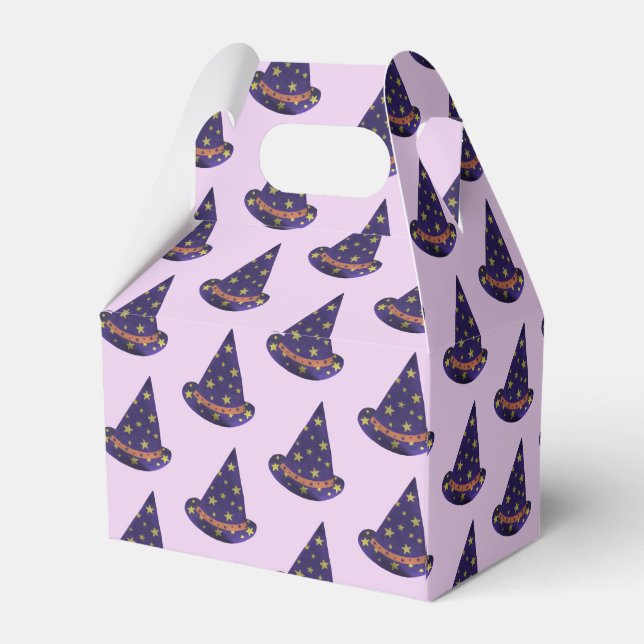 Lila Wizard Hats Halloween Treat Boxes Presentaskar (Baksidan Sidan)