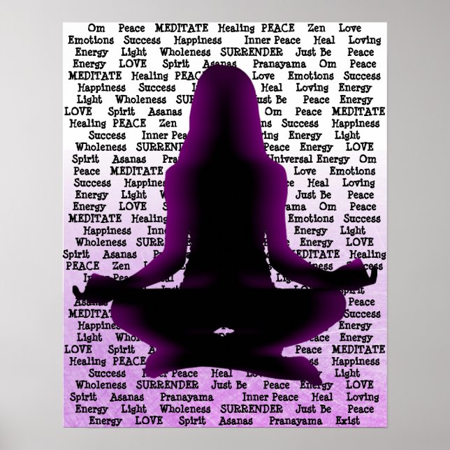Lila Woman Meditating Yoga Poster (Framsidan)