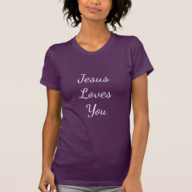 Lila Womens Jesus Kärlek Du T-Shirt (Framsida)