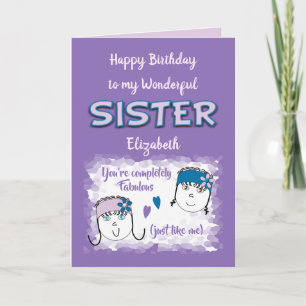 Lila Wonderful Sister med namn Kort