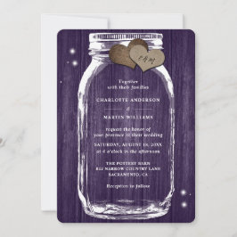 Lila Wood Mason Burk Rustic Fall Wedding Inbjudningar