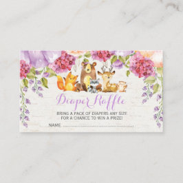 Lila Woodland Blommigt Baby Diaper Raffle Tilläggskort