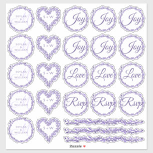 Lila Woodsy Bröllop Association 1 Die cut Vinyl Klistermärken
