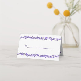 Lila Woodsy Bröllop Monogram Elegant Garland Placeringskort