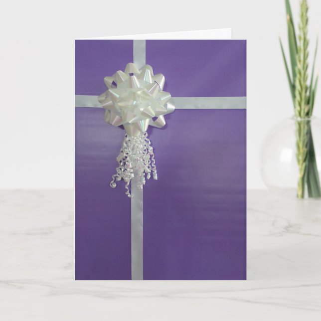 Lila Wrapped Gift Birthday Card Kort (Framsida)