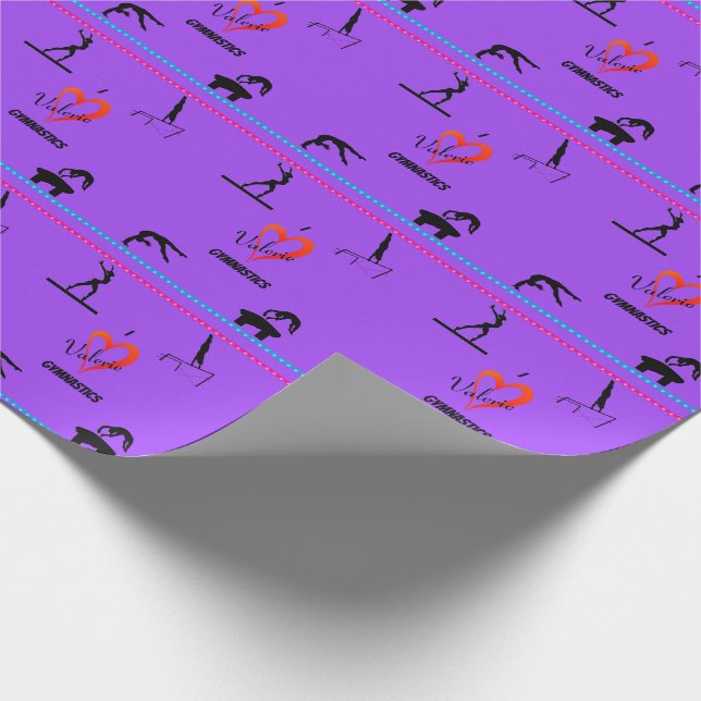 Lila Wrapping Papper för Kärlek Gymnastics Presentpapper (Hörn)