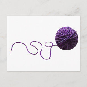 Lila Yarn Boll Vykort