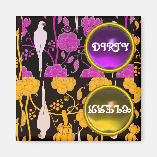 LILA YELLOWFLOWERS DIRTY CLEAN MAGNET (Framsidan)