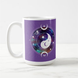 Lila Yin Yang Galaxy och Crescent Måne Mystical Kaffemugg