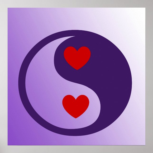 Lila Yin Yang Hearts Poster (Framsidan)