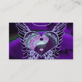 Lila Yin Yang med Mandala Heart Visitkort