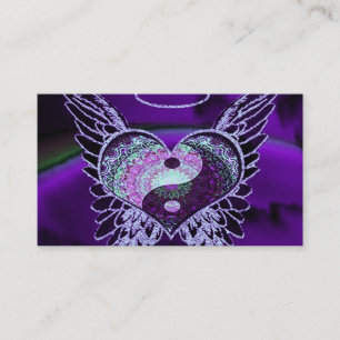 Lila Yin Yang med Mandala Heart Visitkort
