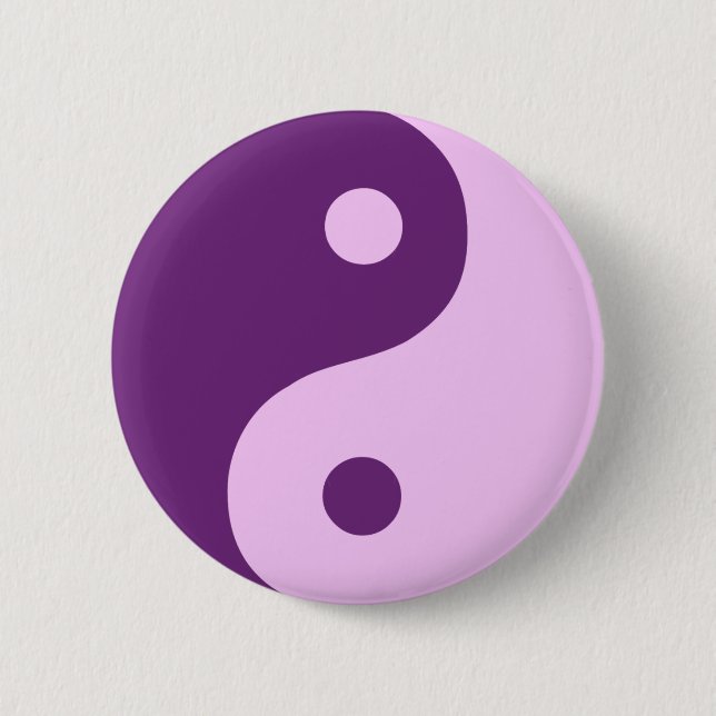 Lila Yin Yang Taoistisk Symbol Knapp (Framsida)