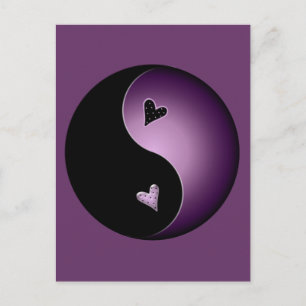 lila yin yang vykort