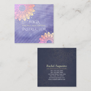 Lila Yoga Instructor Ro Guld Mandala Fyrkantigt Visitkort