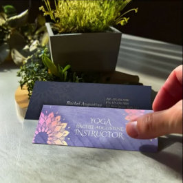 Lila Yoga Instructor Ro Guld Mandala Mini Visitkort