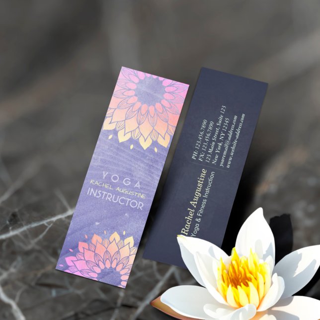 Lila Yoga Instructor Ro Guld Mandala Mini Visitkort (Skapare uppladdad)