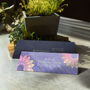 Lila Yoga Instructor Ro Guld Mandala Mini Visitkort