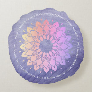 Lila Yoga Instructor Ro Guld Mandala Rund Kudde
