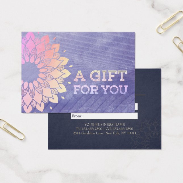 Lila Yoga Instructor Ro Guld Mandala Visitkort (Kontor)