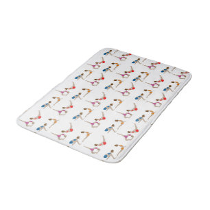 Lila Yoga Poses Bathmat (färgad blå Gult) Badrumsmatta
