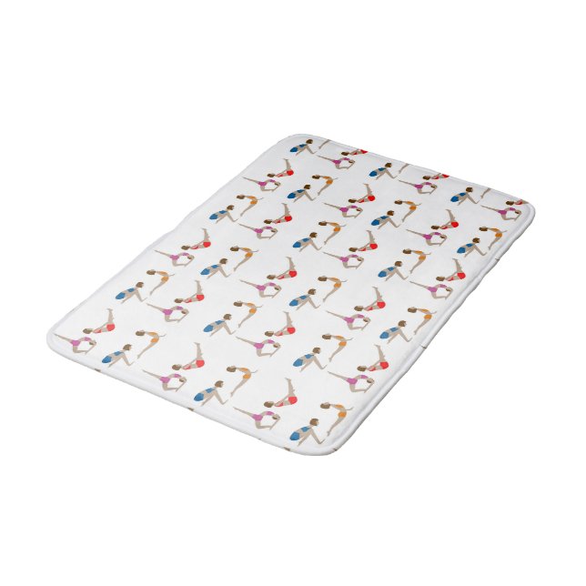 Lila Yoga Poses Bathmat (färgad blå Gult) Badrumsmatta (Vinklad)
