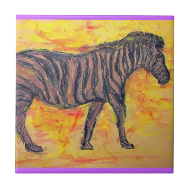 lila zebra art kakelplatta (Framsidan)
