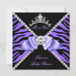 Lila Zebra Baby Shower Girl Princess Diamond Inbjudningar