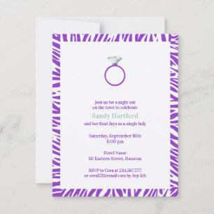 Lila Zebra Bachelorette Party Flat Call Inbjudningar
