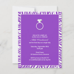 Lila Zebra Bachelorette Party Flat Call Inbjudningar
