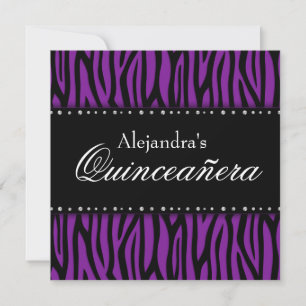 Lila Zebra Diamonds Quinceanera Inbjudningar