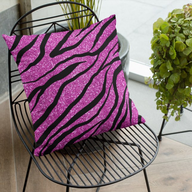 lila Zebra Glittery Mönster Kudde (Skapare uppladdad)