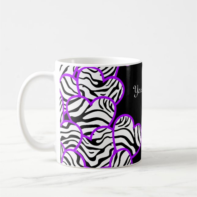 Lila zebra-hjärtan mugg (Vänster)