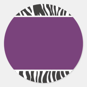 Lila Zebra Inbjudan Runt Klistermärke