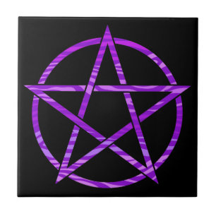 Lila Zebra Pentagram Kakelplatta