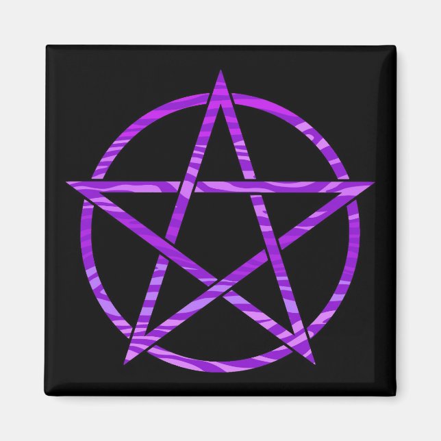 Lila Zebra Pentagram Magnet (Framsidan)