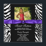 Lila Zebra Photo Sweet 16 Party<br><div class="desc">Söt lila zebra-fotomall för sweet sixteen födelsedagsfest inbjudan. Den här elegant lila zebra födelsedagsfest inbjudan är lätt att anpassa för evenemanget genom att helt enkelt välja knappen "Anpassa den!" för att börja lägga till din foto- och händelseinformation, typsnitt stil, typsnitt storlek & färg och text. Observera att alla de klistermärken,...</div>
