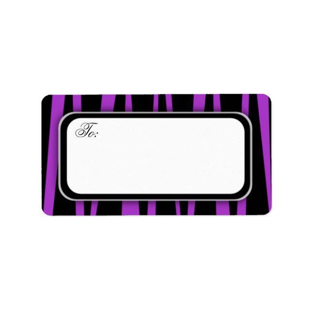 Lila Zebra Rand Adressetiketter (Framsidan)