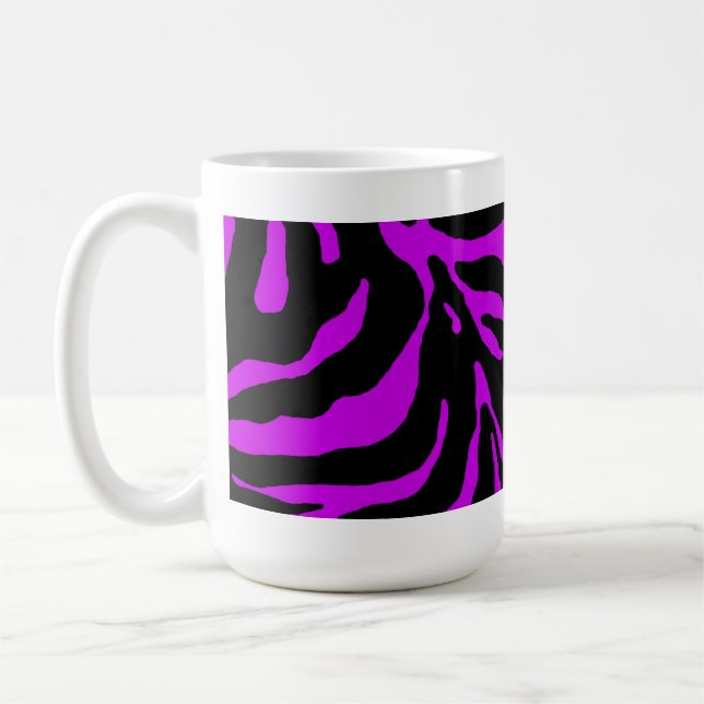 Lila Zebra Rand Animal Print Kaffemugg (Vänster)
