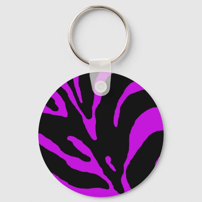Lila Zebra Rand Animal Print Nyckelring (Framsida)
