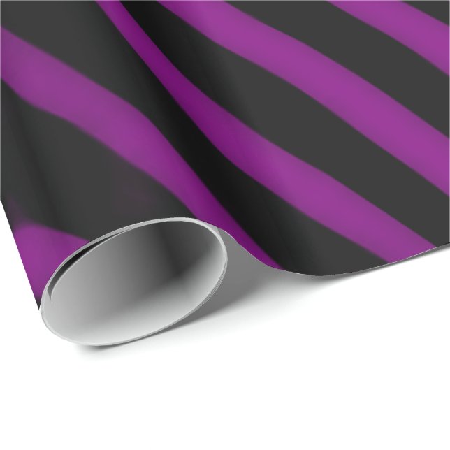 Lila Zebra ränder Tillfällen Presentpapper (Rullad Hörn)
